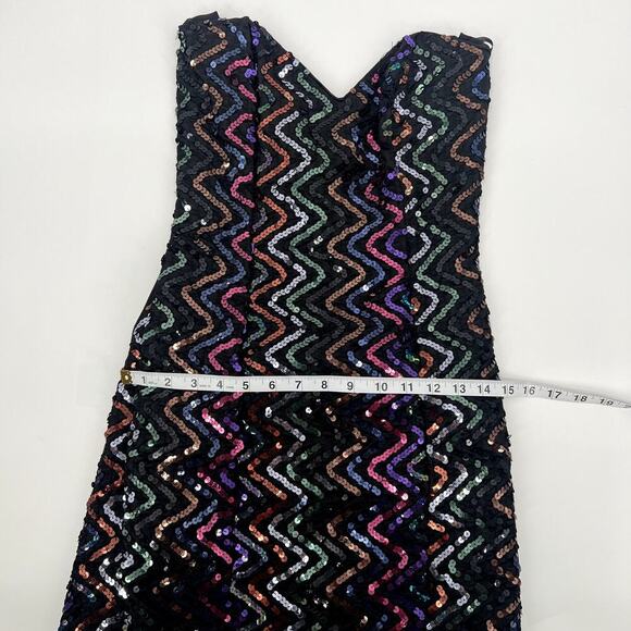 Vintage Gunne Sax Strapless Black Rainbow Sequin Minidress with Bow Size 5/6 - Picture 12 of 16